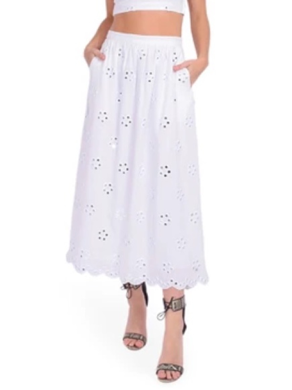 $440 NWT Rhode Aaron Skirt in White Mirror Daisy Sz Small S